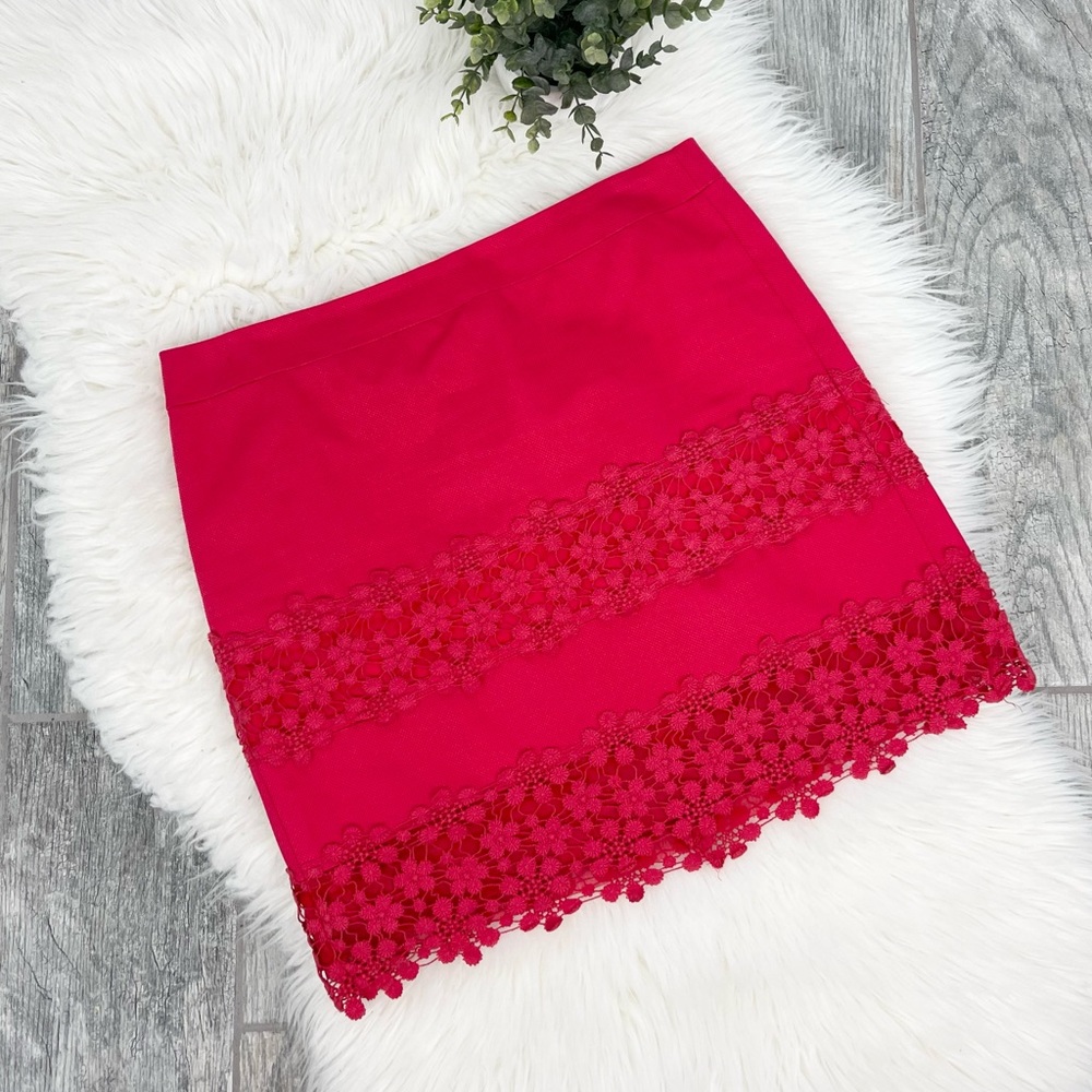 J Crew Fuchsia Pink Double Tiered Lace Trim Mini